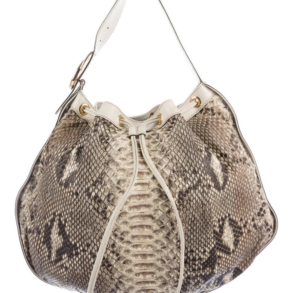 Gucci Python Skin Interlocking Shoulder Bag - image 2